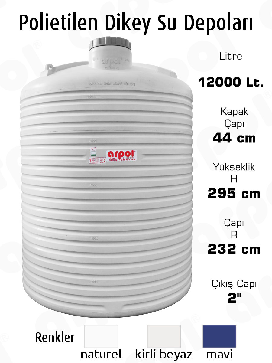 polietilen dikey su depolar� 12000 lt